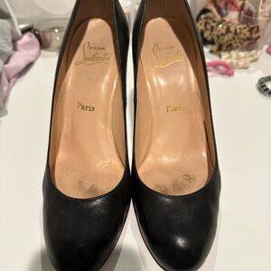 Christian Louboutin black round toe pumps 100mm heel